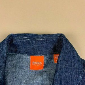 Hugo Boss Orange Buttoned Blue Jean Jacket Size SM Blue